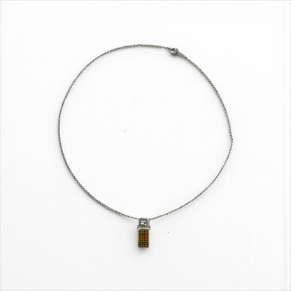 BURBERRY Silver Chain Necklace Pendant Nova Check SILVER 925
