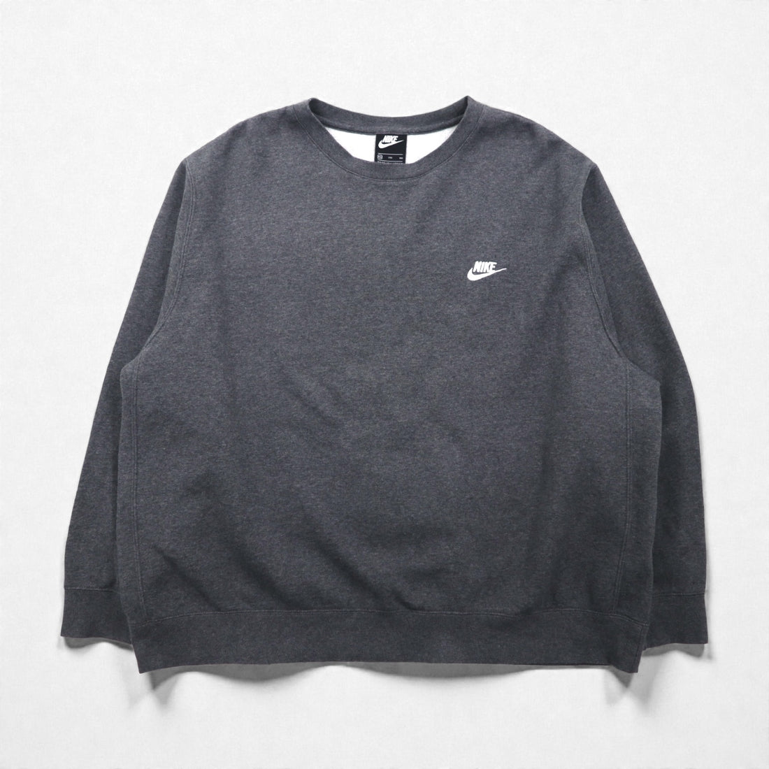 NIKE Club Fleece Crew Neck Sweatshirt, 2XL, Gray, BV2662-071