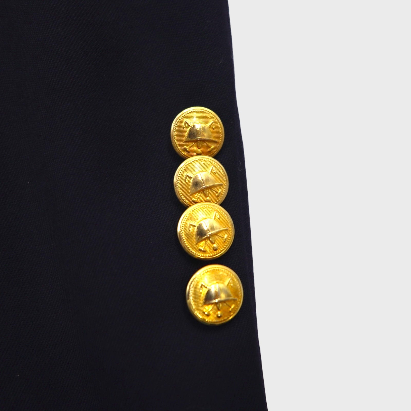 Ralph Lauren 90s Made in Japan Navy Blazer and Double-Breasted Suit, Size M, Navy Wool, Gold Buttons