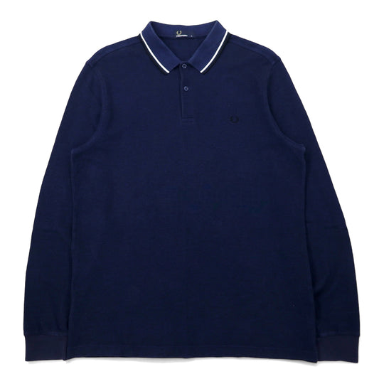 日本然リトテ-古着オンライン-FRED PERRY 長袖 ポロシャツ XL ネイビー コットン 鹿の子 ワンポイントロゴ M3636-FRED PERRY Long Sleeve Polo Shirt XL Navy Cotton Pique One Point Logo M3636