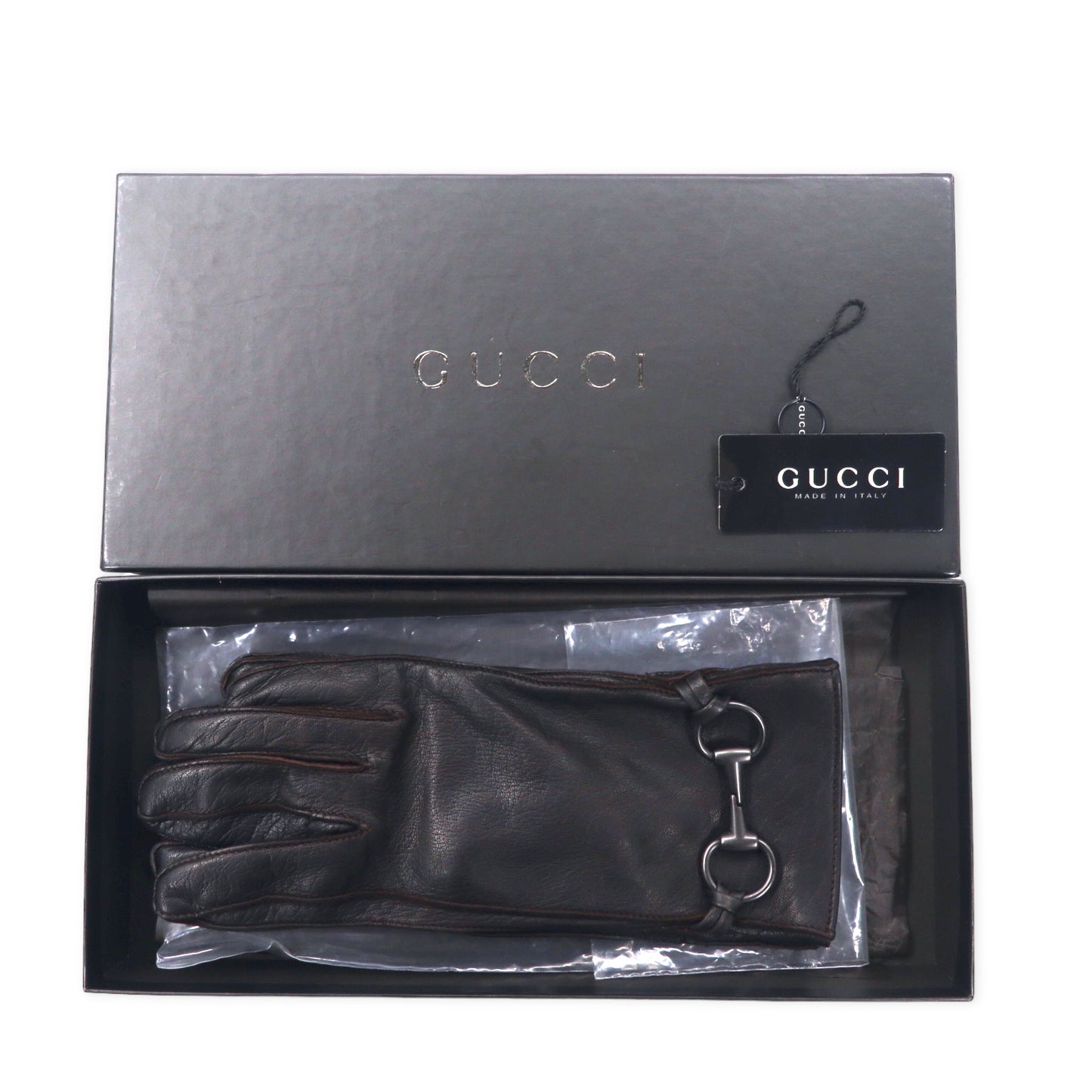 GUCCI イタリア製 ホースビット レザー グローブ 手袋 ブラック