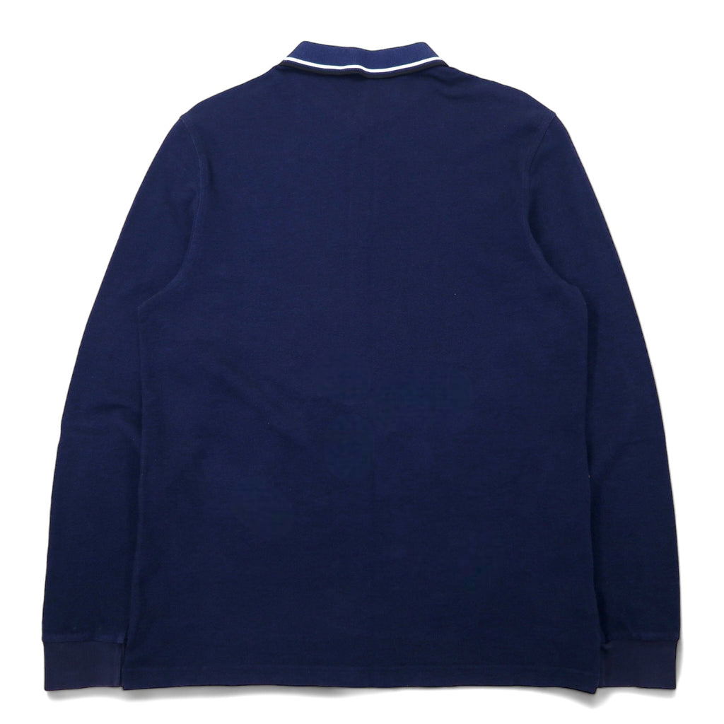 FRED PERRY Long Sleeve Polo Shirt XL Navy Cotton Pique Single Point Logo M3636
