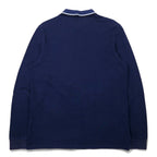 FRED PERRY Long Sleeve Polo Shirt XL Navy Cotton Pique Single Point Logo M3636