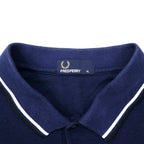 FRED PERRY Long Sleeve Polo Shirt XL Navy Cotton Pique Single Point Logo M3636