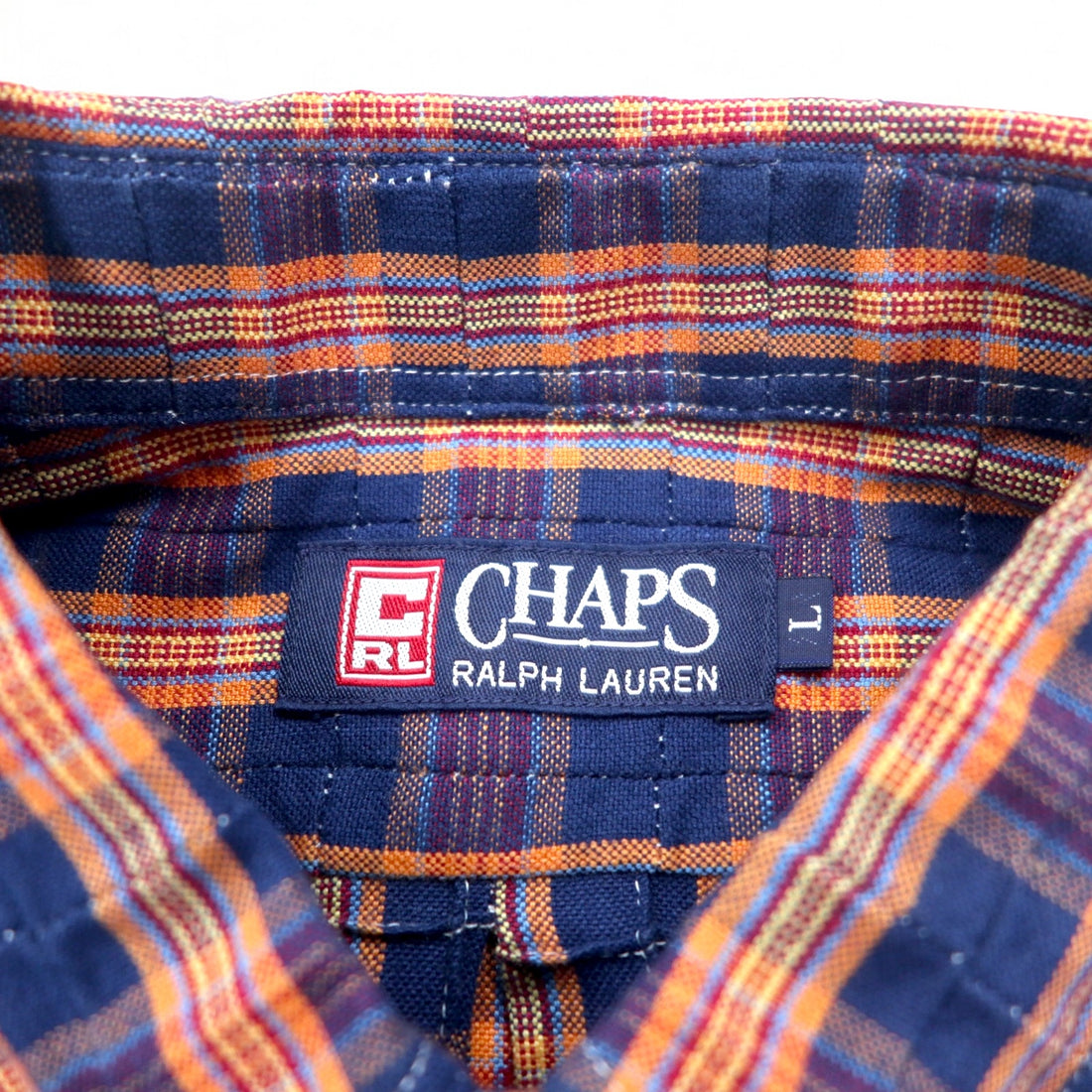 CHAPS RALPH LAUREN 90s Button-down Shirt L Blue Check Cotton Unused