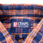 CHAPS RALPH LAUREN 90s Button-down Shirt L Blue Check Cotton Unused