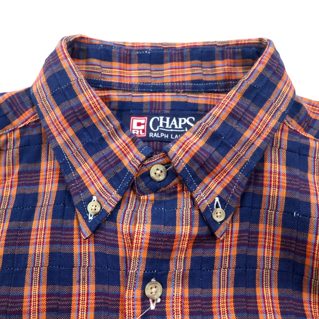 CHAPS RALPH LAUREN 90s Button-down Shirt L Blue Check Cotton Unused