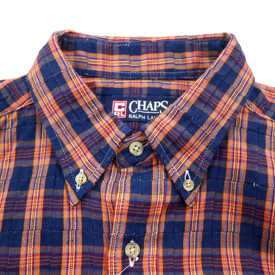 CHAPS RALPH LAUREN 90s Button-down Shirt L Blue Check Cotton Unused