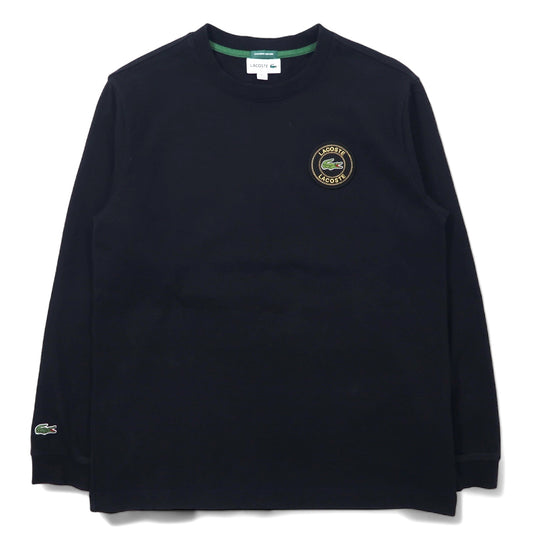 LACOSTE × BEAMS 別注 ワッペン カットソー XS ブラック コットン TH711PL 日本製