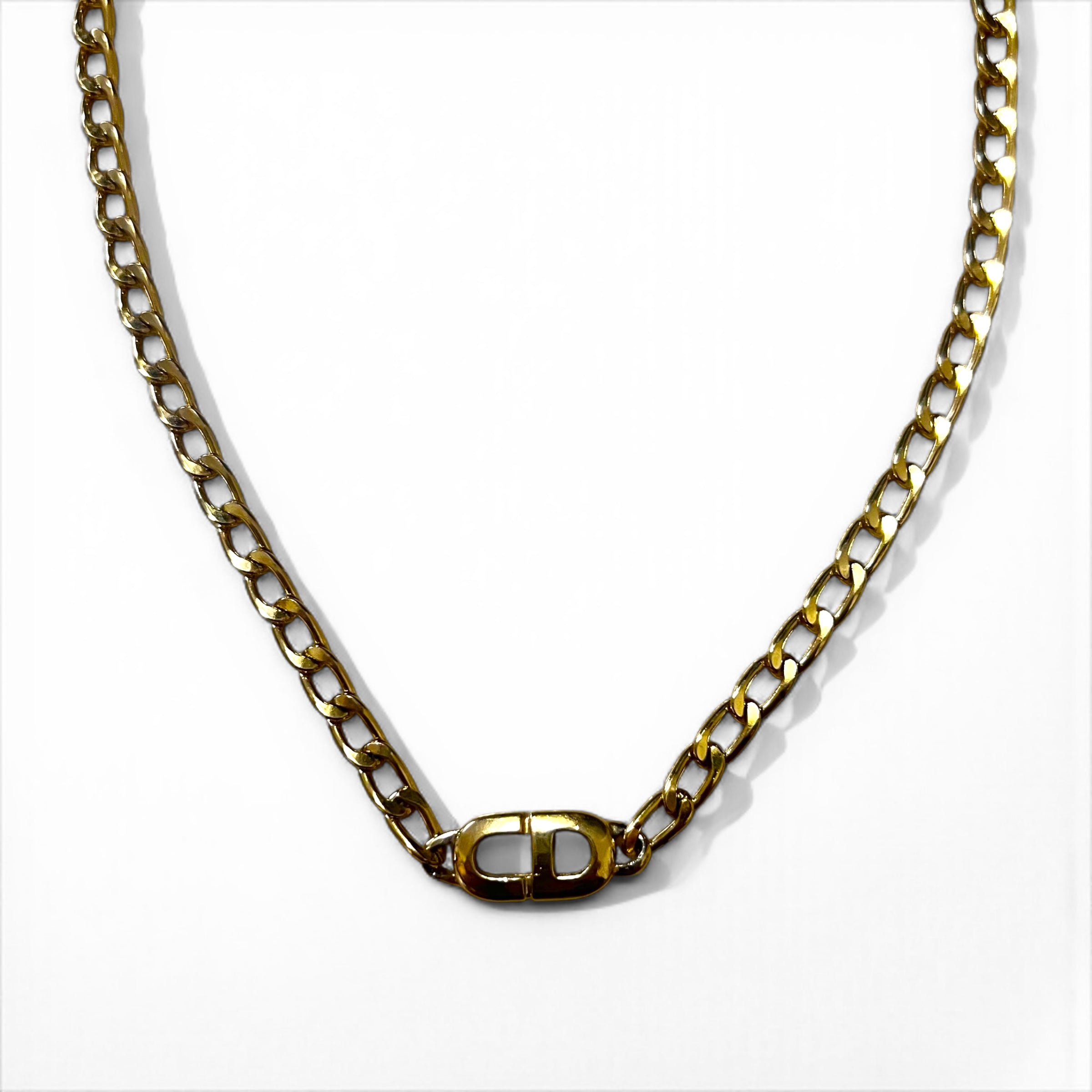 Christian Dior 喜平 チェーン チョーカー ネックレス ゴールド CDロゴ メタル