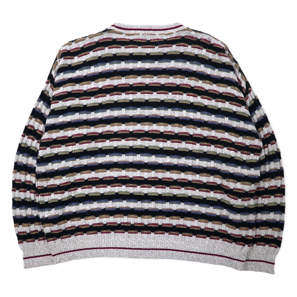 STERLING USA製 90年代 ローゲージ ニット セーター XXL マルチカラー コットン ビッグサイズ