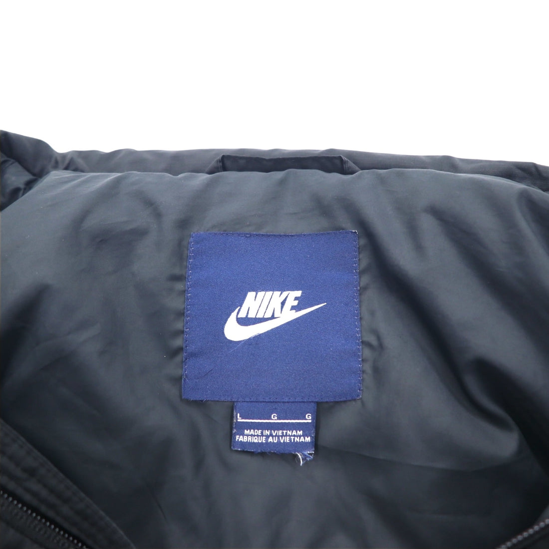 NIKE Detachable Hood 550 Fill Power Down Jacket L Black Double Zip Drawstring 546051-010