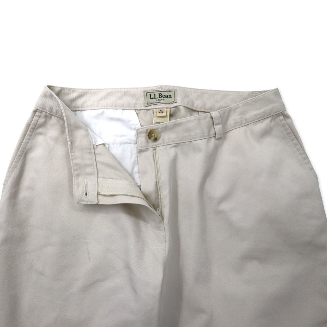 L.L.Bean テーパード チノパンツ 12 ベージュ コットン CURVY FIT 0GBV4