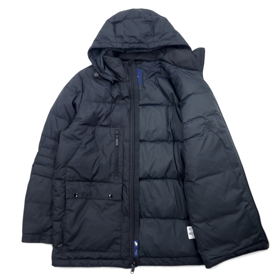 NIKE Detachable Hood 550 Fill Power Down Jacket L Black Double Zip Drawstring 546051-010