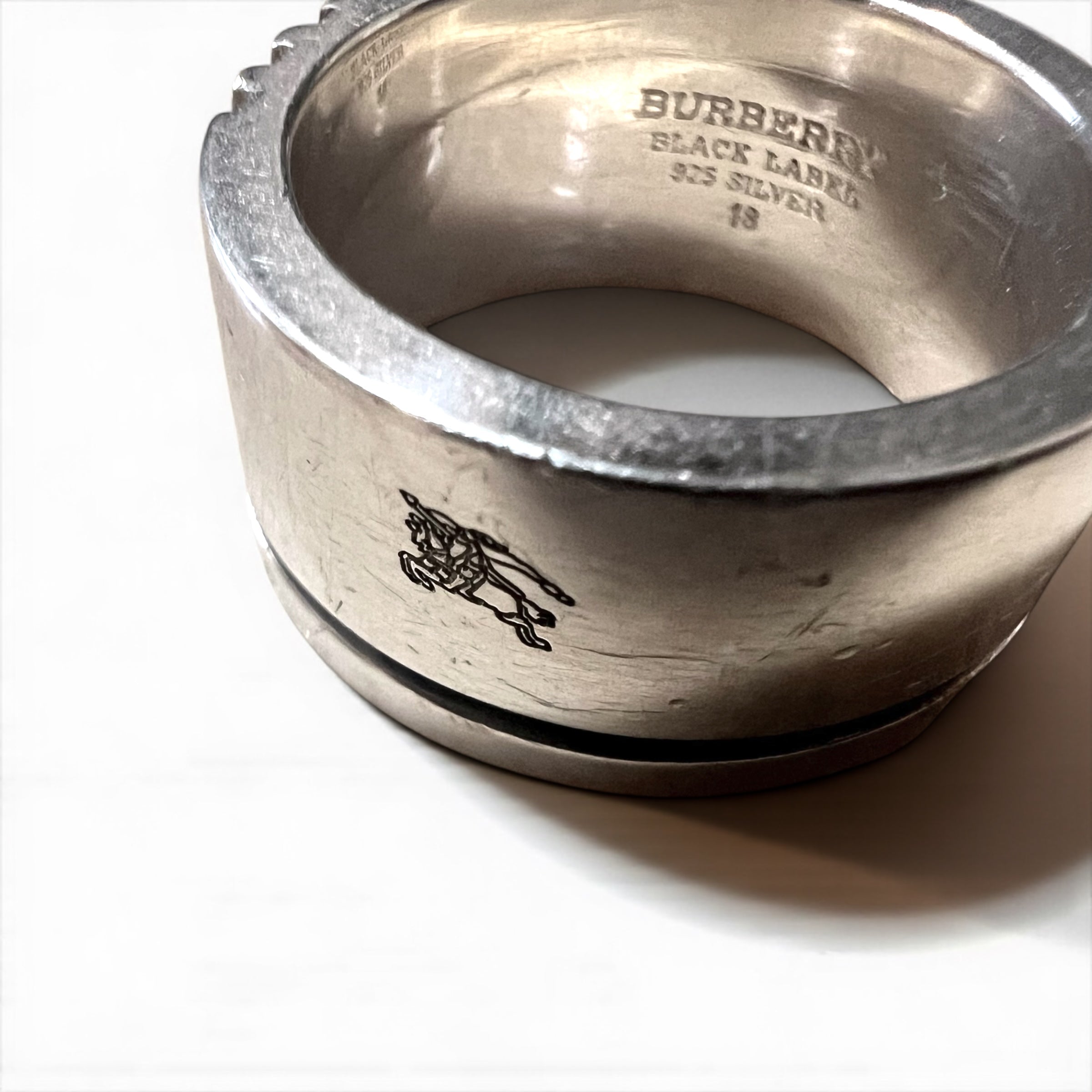 BURBERRY BLACK LABEL シルバー リング 指輪 18号 SILVER 925 ホースロゴ 刻印