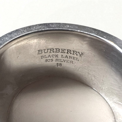 BURBERRY BLACK LABEL Silver Ring, Size 18, 925 Silver, Horse Logo Engraved