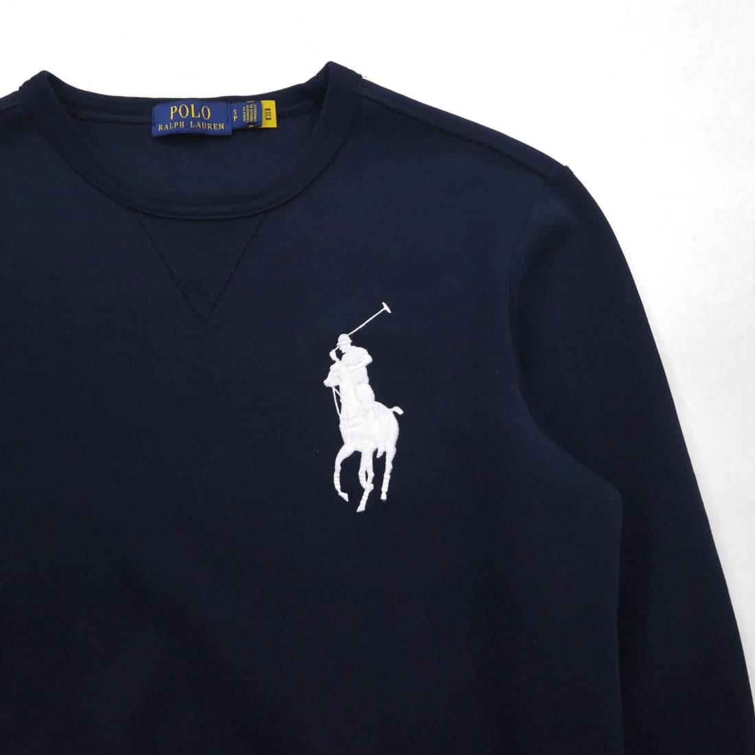 Polo Ralph Lauren Big Pony Embroidery Front V Sweatshirt S Navy Cotton