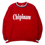 日本然リトテ-古着オンライン-Velva Sheen USA製 90年代 リブライン スウェット L レッド コットン 裏起毛 前V Chipinaw-Velva Sheen USA Made 90's Ribbed Sweatshirt L Red Cotton brushed lining Front V Chipinaw