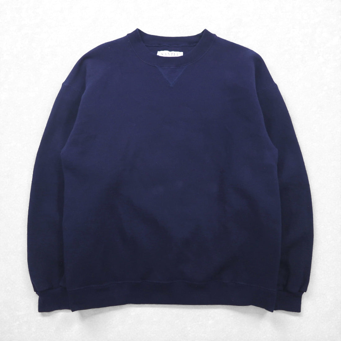 SANTEE 90s USA Vintage Sweatshirt, Blank Heavyweight, Front V, Size L, Navy Solid Color, 90s, Made in