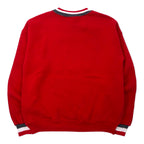 Velva Sheen USA Made 90s Rib Line Sweatshirt L Red Cotton Fleece Front V Chipinaw