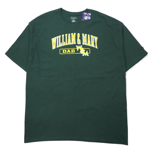 日本然リトテ-古着オンライン-Champion カレッジ プリント Tシャツ 2XL グリーン コットン WILLIAM & MARY ビッグサイズ エルサルバドル製 未使用品-Champion College Print T-Shirt 2XL Green Cotton WILLIAM & MARY Big Size El Salvador Made Unused