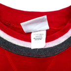 Velva Sheen USA Made 90s Rib Line Sweatshirt L Red Cotton Fleece Front V Chipinaw