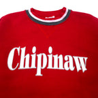 Velva Sheen USA Made 90s Rib Line Sweatshirt L Red Cotton Fleece Front V Chipinaw