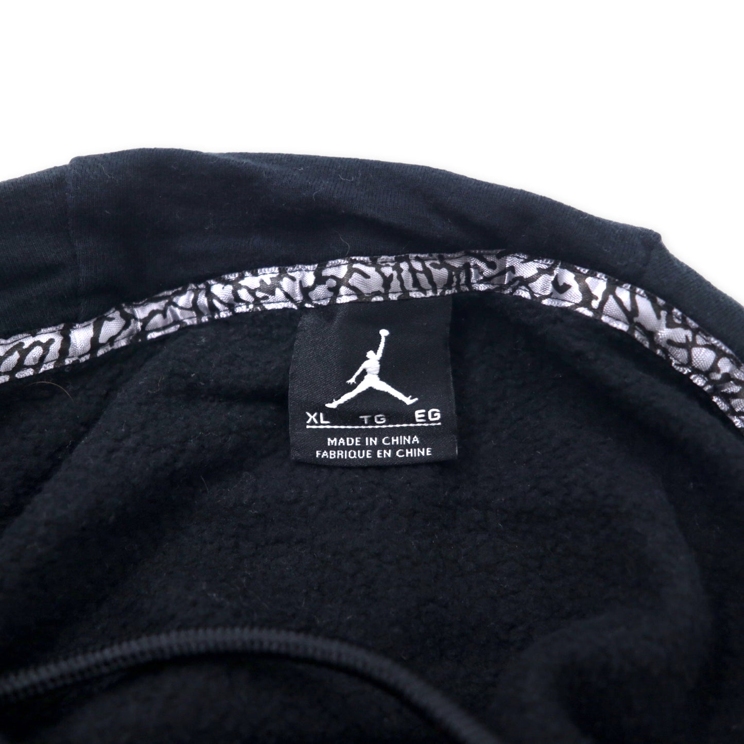 JORDAN BRAND ( NIKE ) ジャンプマン ロゴ刺繍 プルオーバーパーカー XL ブラック コットン 裏起毛 リブライン ビッグサイズ