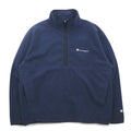 Champion Half Zip Fleece Jacket L Navy Polyester One Point Logo Embroidery