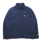 Champion Half Zip Fleece Jacket L Navy Polyester One Point Logo Embroidery