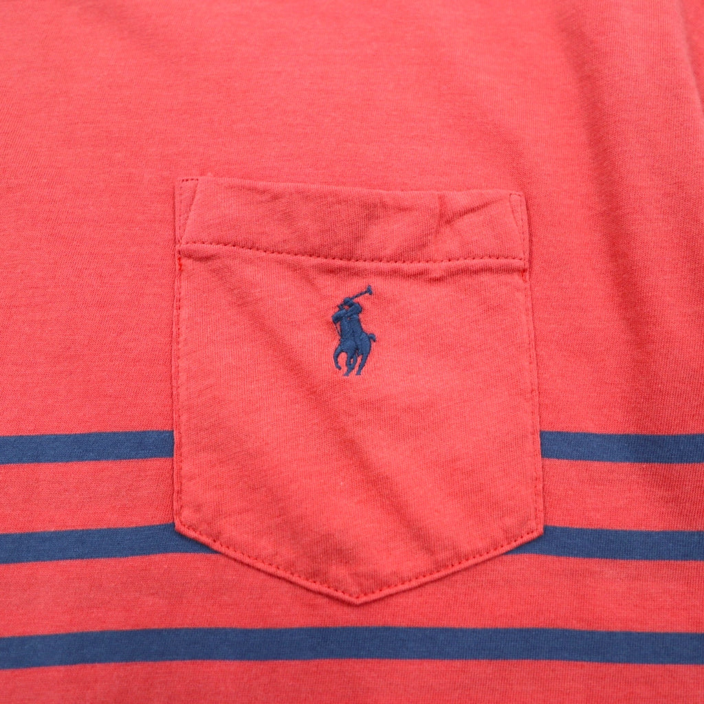 POLO RALPH LAUREN クラシックフィット ポケット付き ボーダー Tシャツ M ピンク スモールポニー刺繍