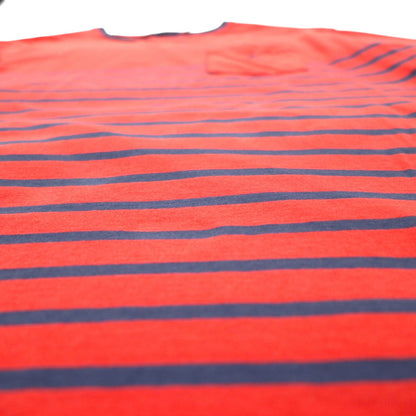 POLO RALPH LAUREN Classic Fit Pocket Striped T-Shirt M Pink Small Pony Embroidery