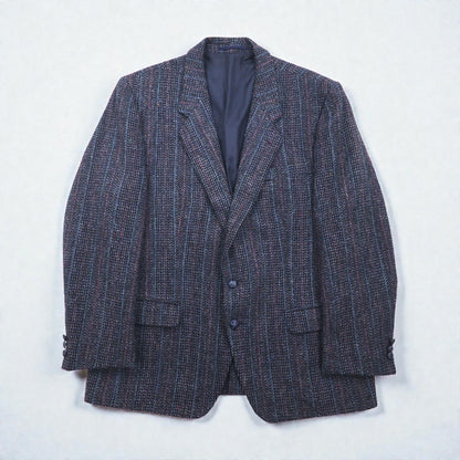 Harris Tweed ツイード 2B テーラードジャケット ブレザー L ウール ヘリンボーン ストライプ BIRKDALE スコットランド製