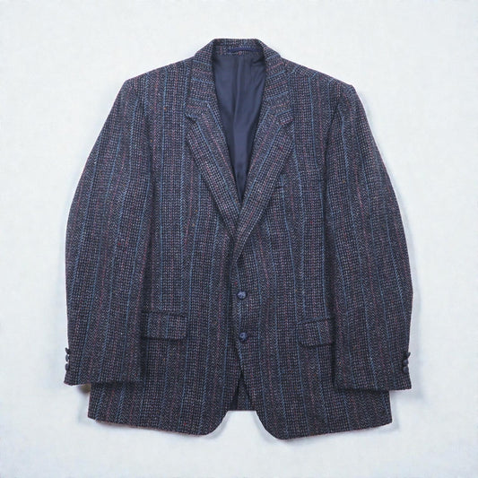 Harris Tweed ツイード 2B テーラードジャケット ブレザー L ウール ヘリンボーン ストライプ BIRKDALE スコットランド製