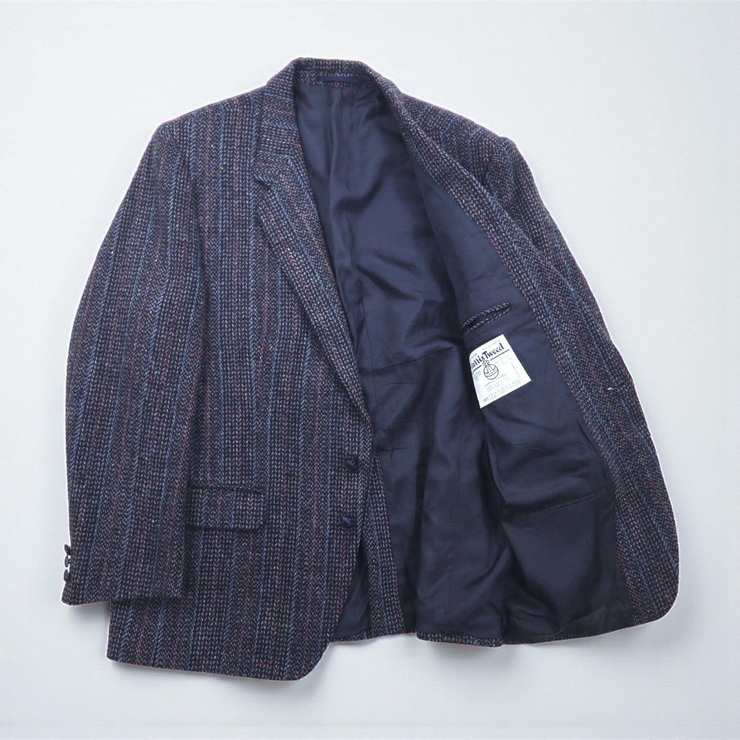 Harris Tweed ツイード 2B テーラードジャケット ブレザー L ウール ヘリンボーン ストライプ BIRKDALE スコットランド製