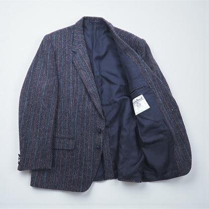 Harris Tweed ツイード 2B テーラードジャケット ブレザー L ウール ヘリンボーン ストライプ BIRKDALE スコットランド製