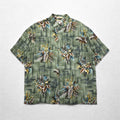 CAMPIA MODA Aloha Shirt, XL, Khaki, Rayon, All-Over Print, Botanical, Chest Pocket