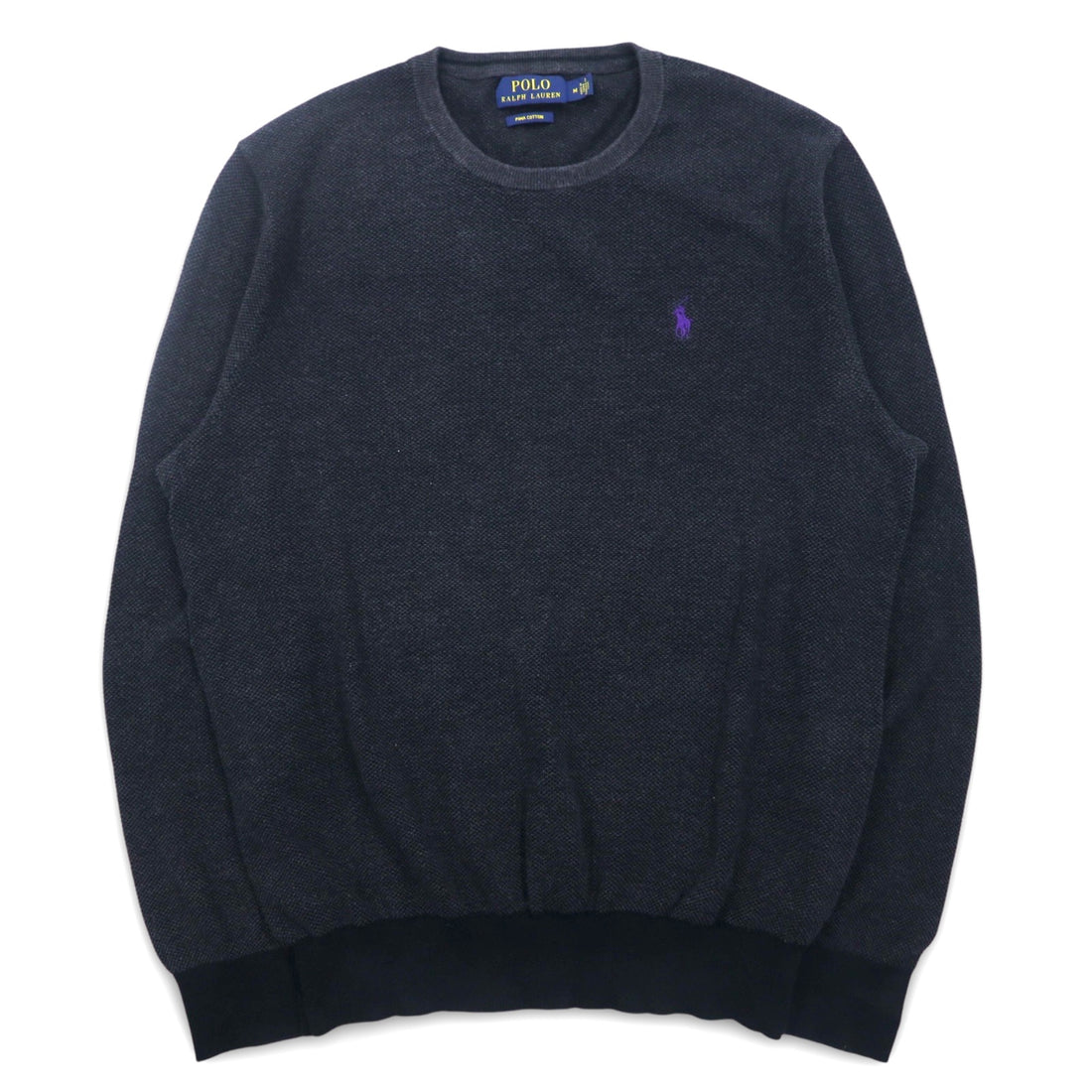POLO RALPH LAUREN クルーネック ピマコットン ニット セーター M グレー スモールポニー刺繍