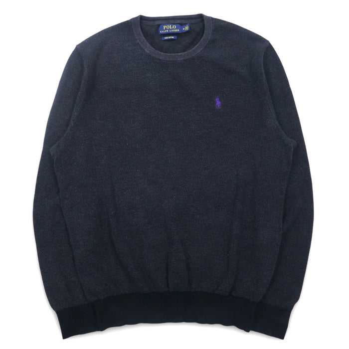 POLO RALPH LAUREN クルーネック ピマコットン ニット セーター M グレー スモールポニー刺繍