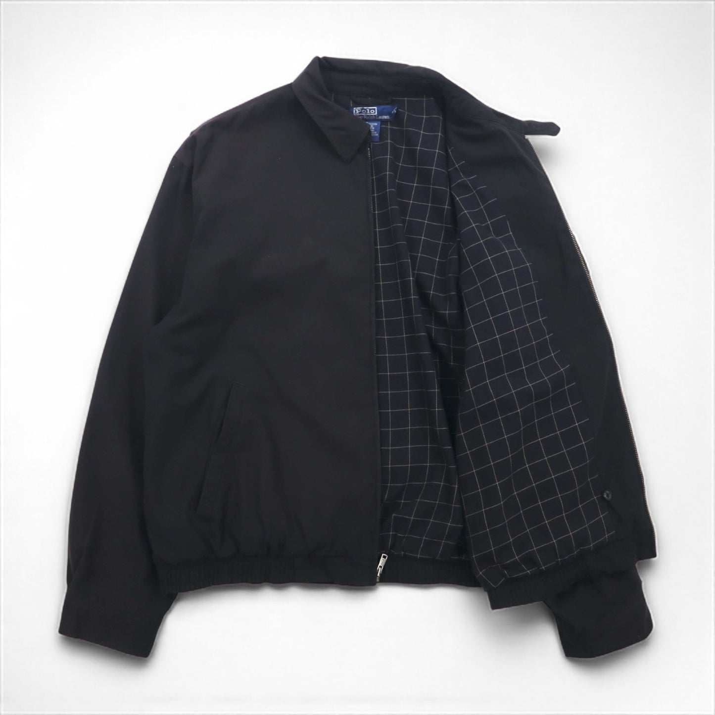 Ralph Lauren 90s Swing Top Harrington Jacket, XL, Black, Check Lining, Small Pony Embroidery