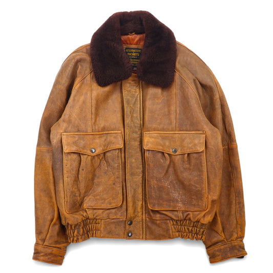 EVANS ENTERPRISES G-1 Lambskin Bomber Jacket ラムレザー フライトジャケット ボンバージャケット L ブラウン 羊革 襟ボア着脱式