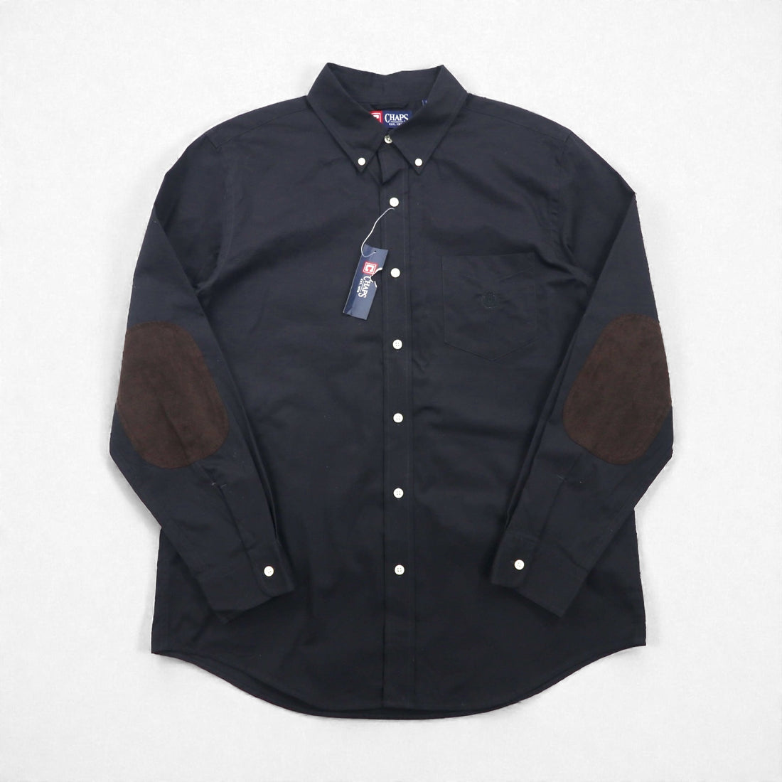 CHAPS Ralph Lauren Button Down Shirt L Black Elbow Patch Unused