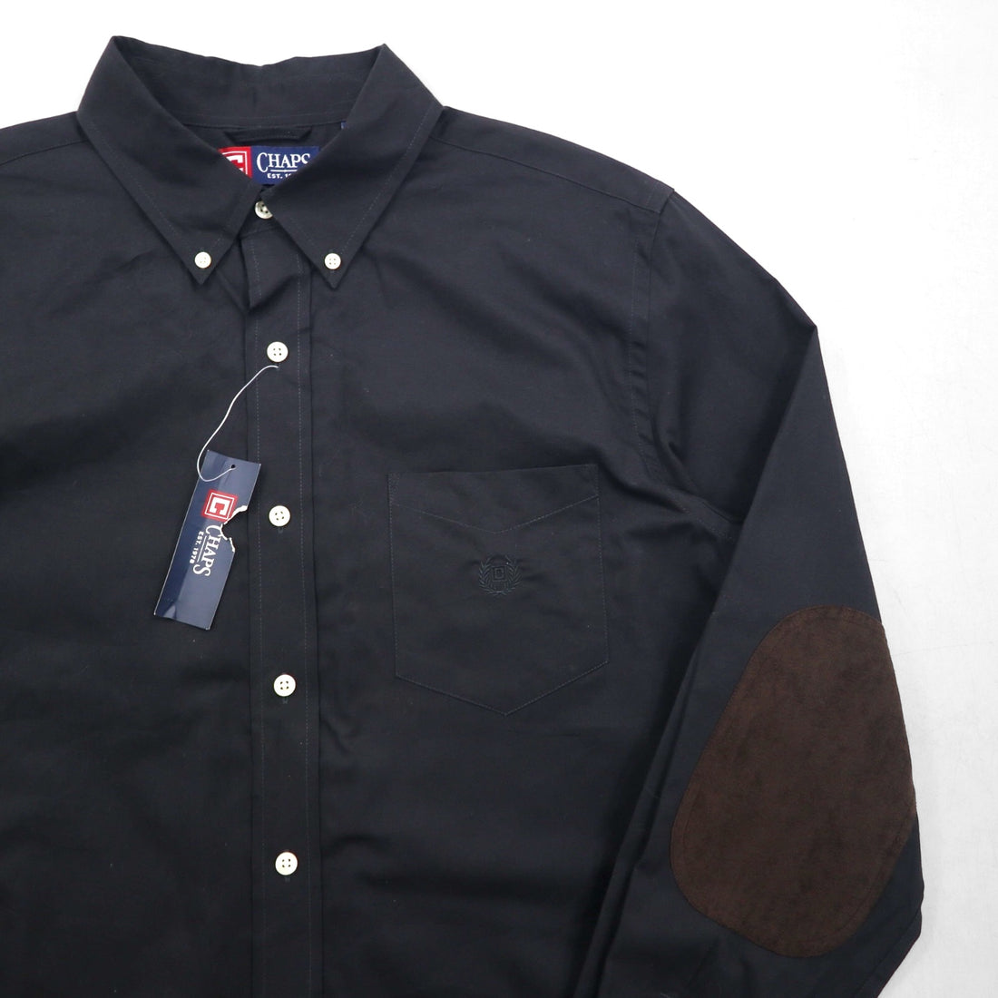 CHAPS Ralph Lauren Button Down Shirt L Black Elbow Patch Unused