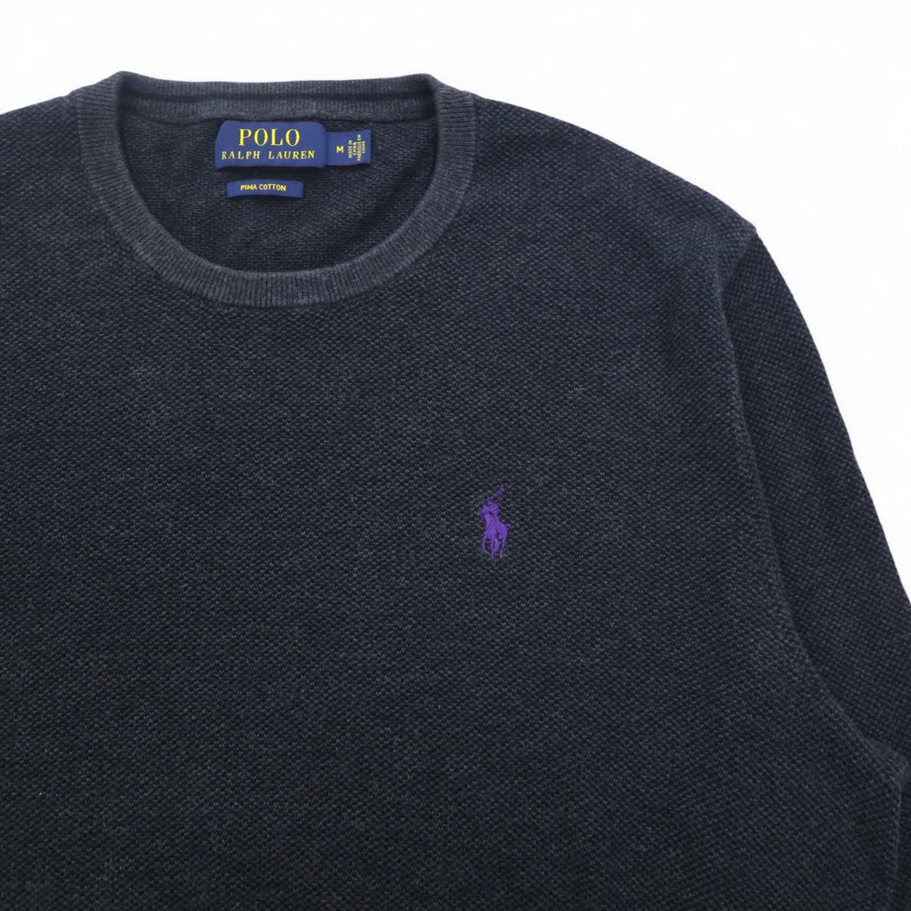 POLO RALPH LAUREN クルーネック ピマコットン ニット セーター M グレー スモールポニー刺繍