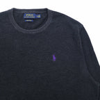 POLO RALPH LAUREN クルーネック ピマコットン ニット セーター M グレー スモールポニー刺繍