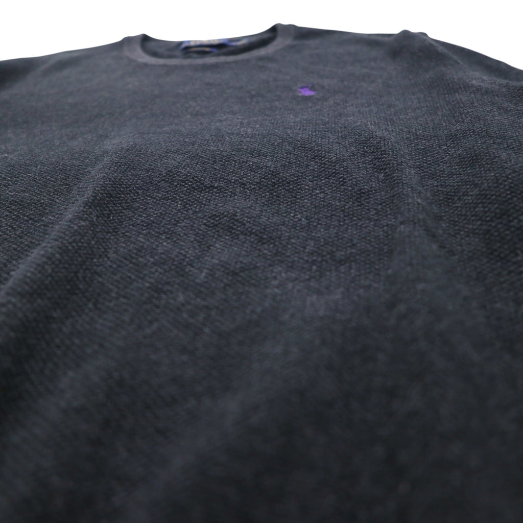 POLO RALPH LAUREN クルーネック ピマコットン ニット セーター M グレー スモールポニー刺繍