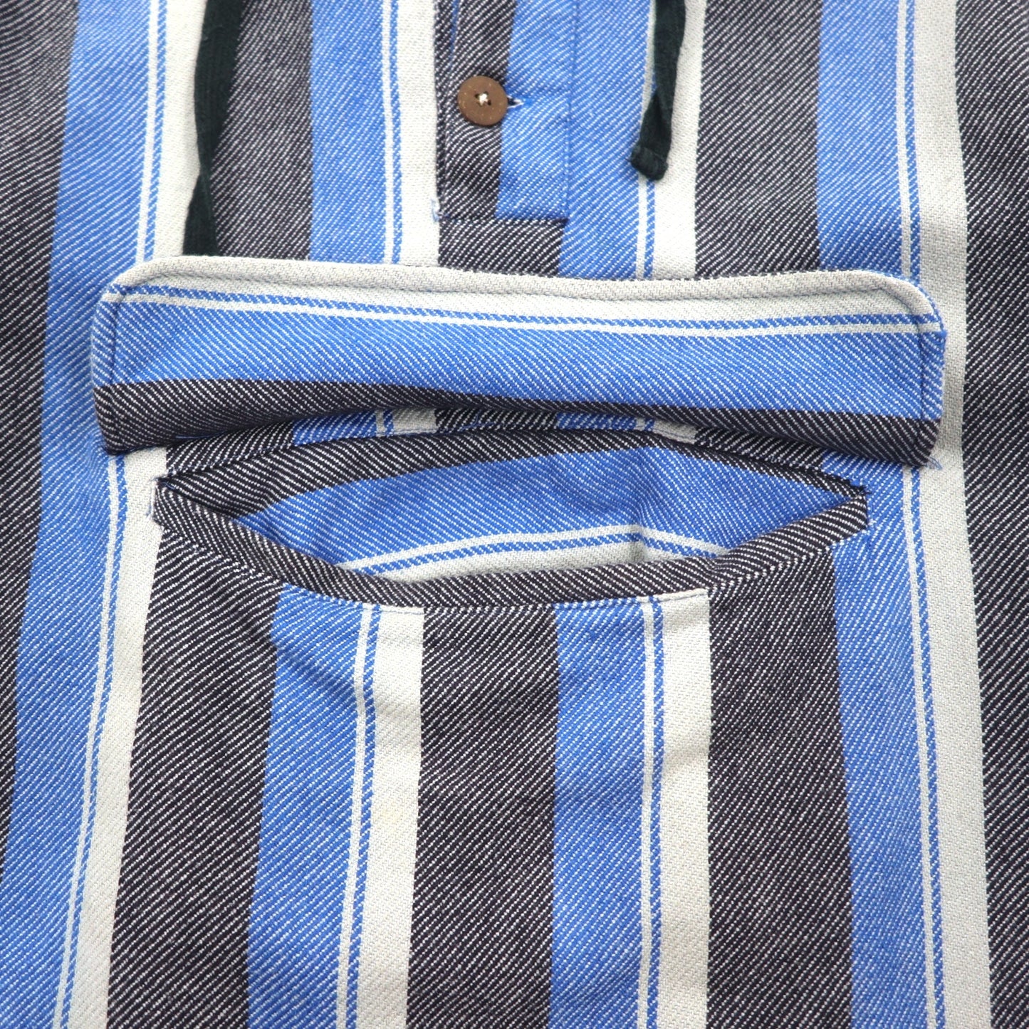 stussy シャネルロゴ メキシカンパーカー L ブルー ストライプ コットン バックロゴプリント