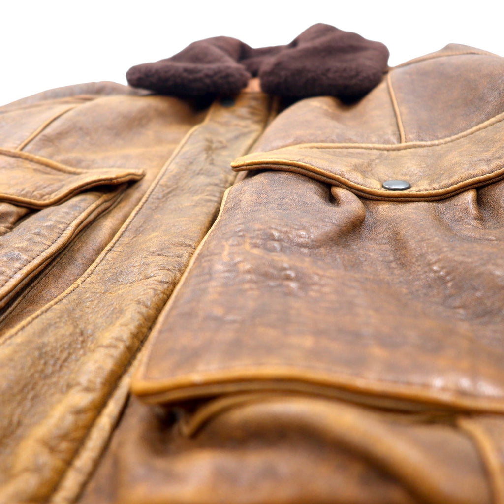 EVANS ENTERPRISES G-1 Lambskin Bomber Jacket, Lambskin Flight Jacket, Bomber Jacket, L, Brown, Sheepskin, Detachable Fleece Collar