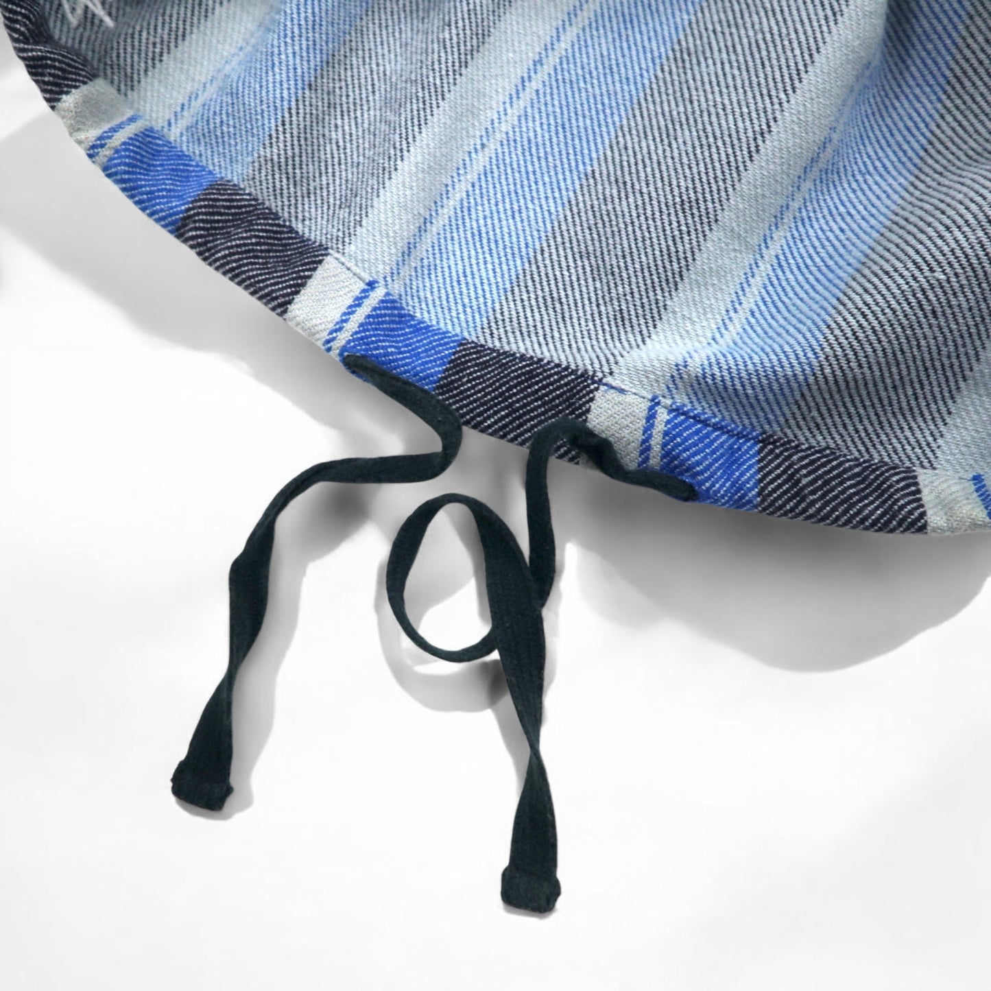 stussy シャネルロゴ メキシカンパーカー L ブルー ストライプ コットン バックロゴプリント