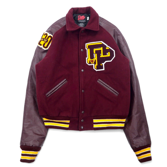 Dilly LETTER JACKET スタジャン M ボルドー メルトン ウール PUレザー切替 キルティングライナー ワッペン Kelley